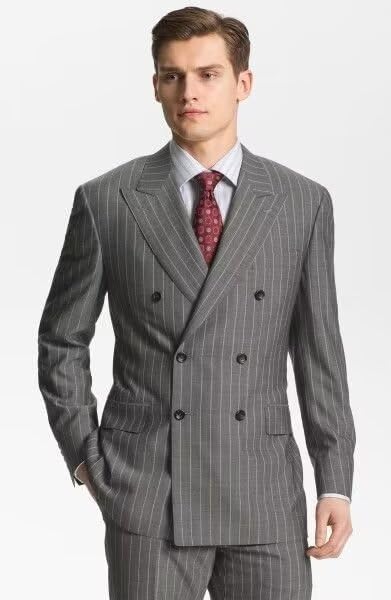Wangyue Pinstripe Suit for Men - Double Breasted Slim Fit Blazer & Pants for Business2