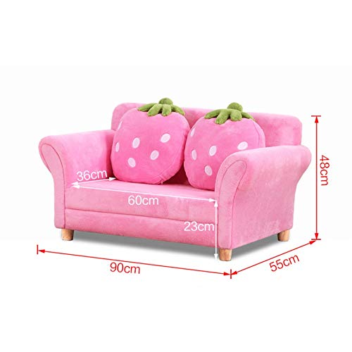 Twdyc Kids Strawberry Armrest Chair Sofa Strong Wood Frame Two Seat Children Sofas Living Room Furniture #TOP1
