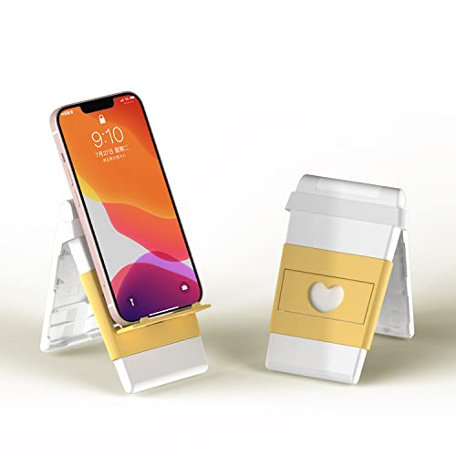 Yesls Phone Stand For Iphone Ipad,Samsung Galaxy Note20 S20 S10 S9 S8,Nintendo Switch (Sturdy/Adjustable) Home School Office Desk Stand (A Cup Of Coffee Not-Drinkable With Heart) Yellow #TOP10