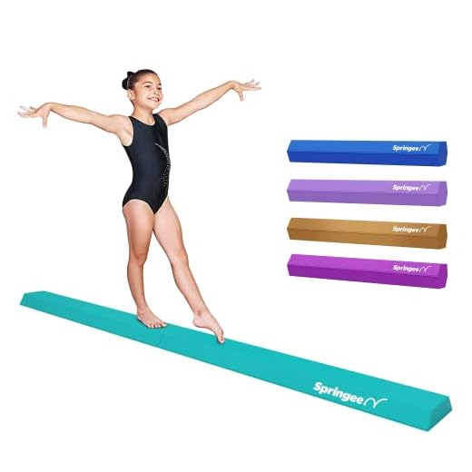 Springee 9ft Floor Balance Beam - Extra Firm - Portable Vinyl Folding Gymnastics Beam Bar for Home for Kids Gymnast - Teal