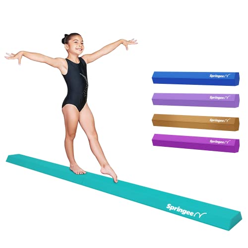Springee 9FT Gymnastics Balance Beam - Thick Vinyl Foldable Non-Slip Extra-Firm Foam Floor Beams - Premium Home Training Equipment for Professionals and Beginners Athletes