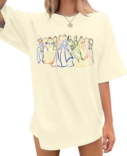 Women Magic Kingdom Shirts Oversized Princess Bow Tshirt Family Holiday Vacation Tee Top