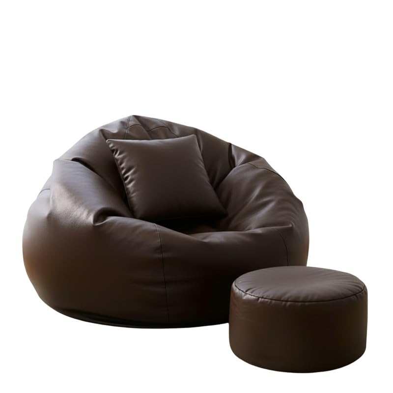 Image of Biggie Bean Bag 7XL Bean Bag Chair with Beans Filled - The Classics Bean Bag Sofa - Combo Set-Styled for Elegance with Free Cushion & Footrest (Matching Color : Yxuro Brown)