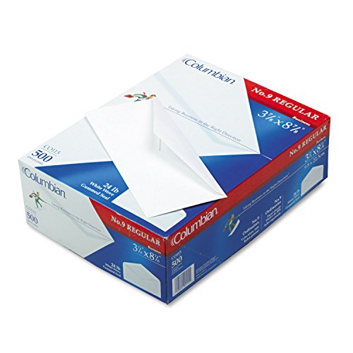 Columbian #9 Envelopes with Gummed Seal, 3-7/8x8-7/8-Inch, White Envelopes, 500 Count (COLO115)