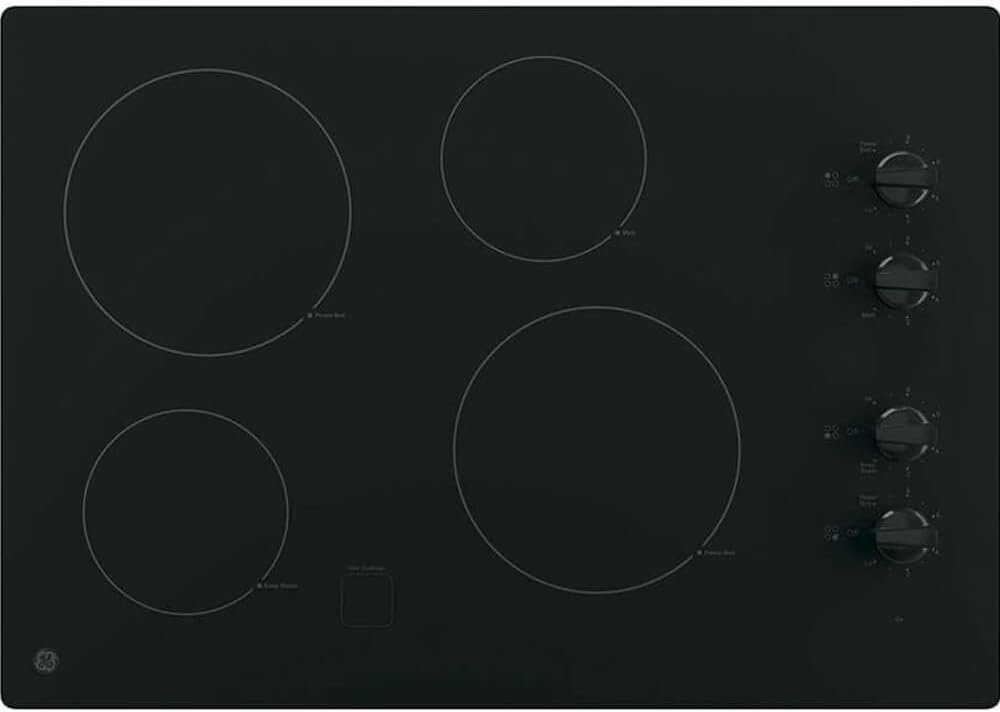 30 in. 4 Burner Element Radiant Electric Cooktop in Black Including 2 Power Boil Burners