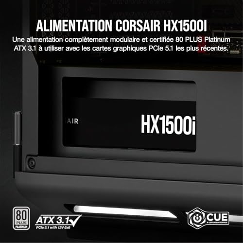 CORSAIR HX1500i Bloc d'alimentation 1500 Watts ATX 3.0 Silencieuse Certifié 80 PLUS Platinum CP 9020261 EU Neuf - vue 6