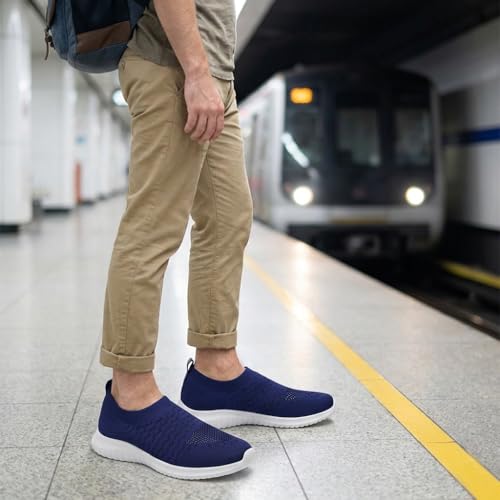 Image of TIOSEBON Men's Slip On Walking Shoes Arch Support Knit Mesh Lightweight Casual Comfortable Gym Workout Running Tennis Travel Standing Sneakers