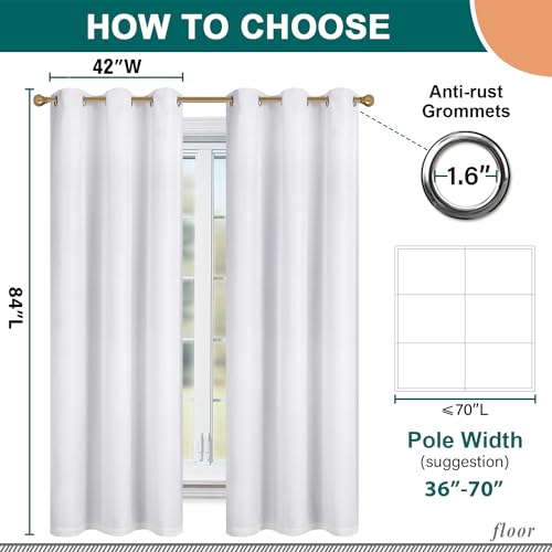 Diraysid 100% Blackout Curtains White Linen Curtains for Bedroom Grommet Thermal Insulated Room Darkening Drapes (2 Panels, W42 x L84 Inch) by Diraysid - Image 3