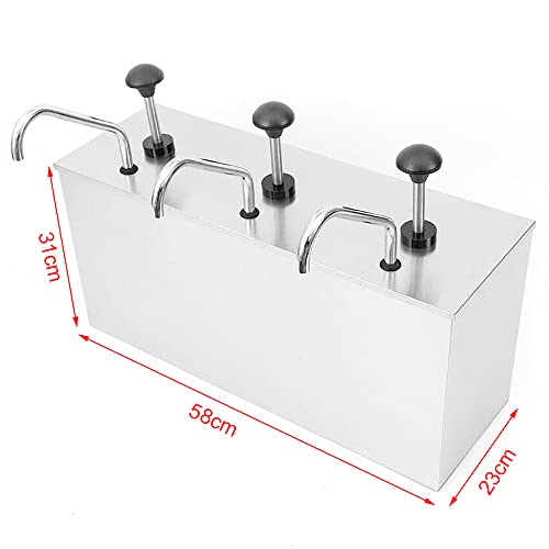 Dispenser per salse, in acciaio inox, 3 x 4 l, ideale per servire ketchup, maionese, senape e sugo