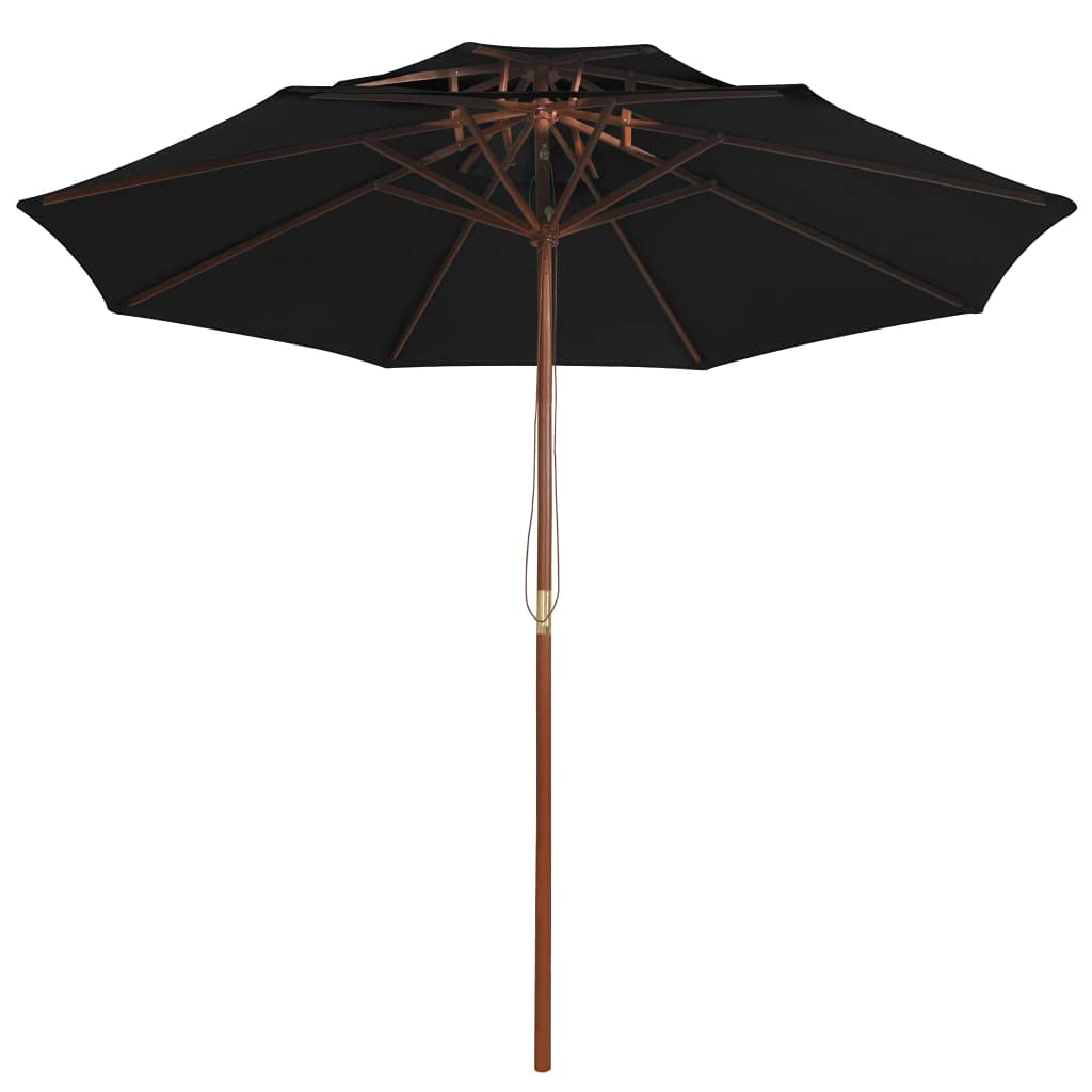 Ombrellone da 270x con palo in legno robusto e supporto inclinabile per patio giardino terrazza spiaggia campeggio outdoor protezione UV resistente a due livelli con tettuccio e