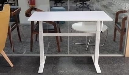 Kuffalo Manual Height Adjustable Desk- Double Stand - White Frame White Top (5ft x 2ft)