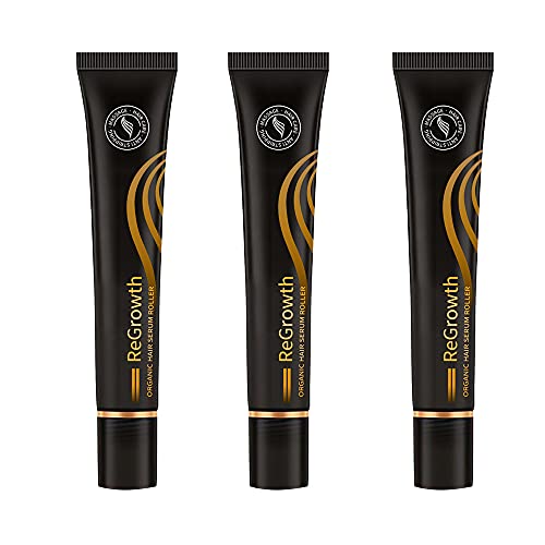 ergou Regrowth Organic Hair Serum Roller Set, Biotin Hair Growth Serum, Triple Roll-On Massager Hair Growth Essence, for Men and Women of All Hair Types (3pcs)