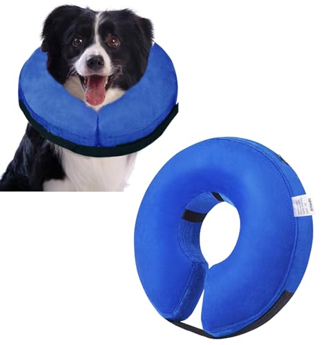 Emwel Pet Inflatable Collar for Dogs and Cats, Comfy Dog Protective Cone for Recovery, Inflatable Basic Dog Collars, Medium
