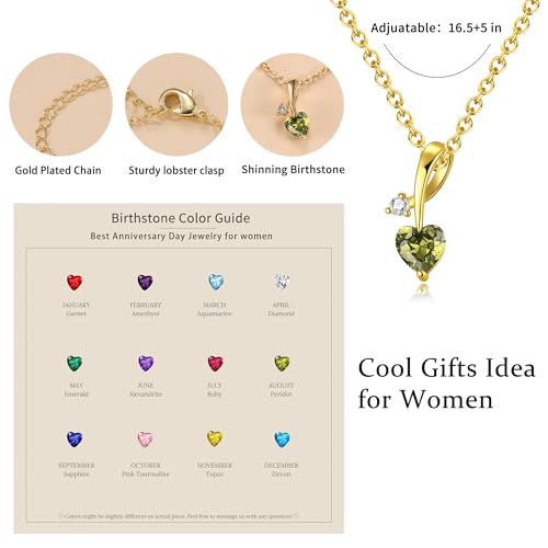 Mom Birthday Gifts, Mother Day Necklaces Gifts for Mom Birthstone Necklace for Women Non Tarnish Gold Necklace with Birthstone 21st 30th 40th Birthday Gifts for Her Sister Daughter Adjustable Christmas Jewelry