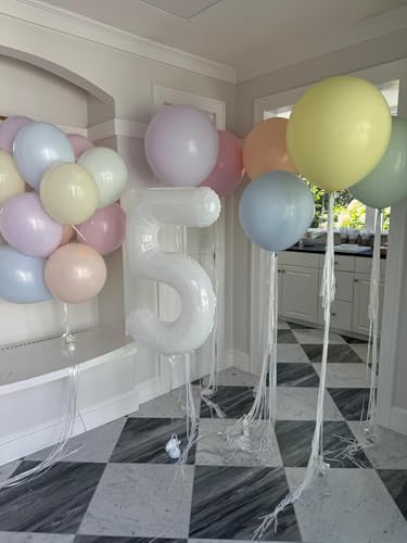 Image of Number Balloons White 3 Balloon 40 inch for 3rd Birthday Party Decoration | Saturated Color, Large 40 inch, With Inflation Straw & Hanging Hole, Great for Bridal Party, Wedding, Thanksgiving, Christmas