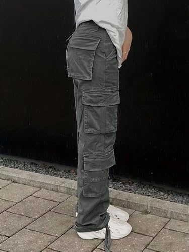 Cargo Pants for Women High Waisted Casual Pants Baggy Y2k Straight Wide Leg Pants with Pockets Streetwear3