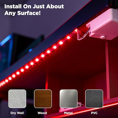 Image of BestLuz LED Strip Lights Battery Operated 3.33ft x 2 Pack Flexible LED Light Strip Battery Powered Lighting for Bedroom Room Decor Cabinet Shelf TV Backlight Red