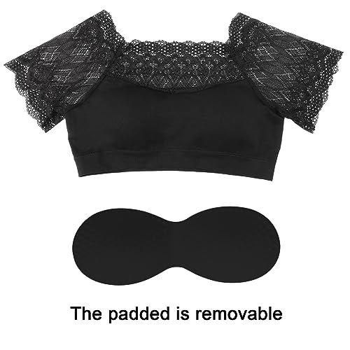 Image of DRESHOW Lace Bralette Tank Tops Wireless Bra Lace Crop Top Removeable Pads Yoga Sports Bra Undershirt for Women & Teens