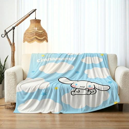 Cinnamoroll Bedding Super Soft Cozy Blanket, 62 in x 90 in, Kawaii Collectible Gift, (Officially Licensed Product) by Franco