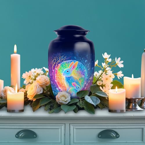 Image of Rabbit Urn - Funeral Decorative Ashes - Combo 3 - Large with 3 Inch Pack of 4 - Urns for Adult Male & Female - Burial Urn for Adult Male & Female - Keepsakes Urns for Ashes