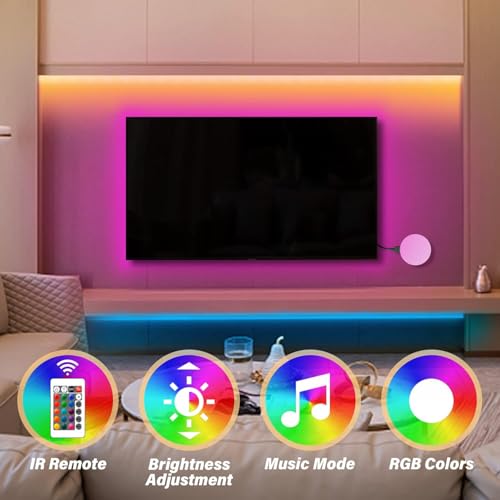 Image of ZETLOR Led Strip Lights, 32.8ft Led Lights Smart Color Changing Rope Lights SMD 5050 RGB Light Strips with Bluetooth Controller Sync to Music Apply for TV, Bedroom, and Home Decoration