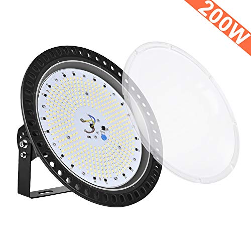 Preisvergleich Produktbild 200W Industrielampe, Gighlofe LED UFO Hallenstrahler Industrial Kronleuchter 26000LM Kühles Weiß IP67 Industrielampe Hallenstrahler Hallenleuchte Deckenleuchte Hallenbeleuchtung Werkstattbeleuchtung
