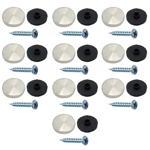 SEIWEI 10 Pieces Stainless Steel Screw Cover Cap, 12mm Diameter Mirror Decorative Screws with Caps Silver Mirror Screws Fasteners, Sign Advertising Hardware, Nails, Construction