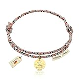 Made by Nami Pulsera Personalizada con Medalla Grabada para Mujer y Hombre – Pulsera Ajustable de Cordón con Colgante Redondo en Acero Inoxidable 316L, Regalo Personalizado (Anillo)