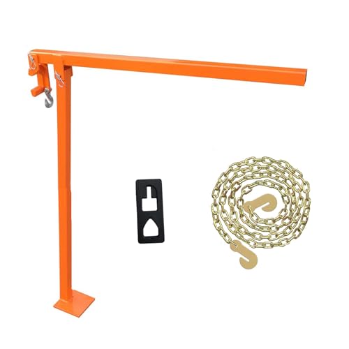 Heavy Duty T-Post Puller with 49-Inch Chain, Fence Post Removal Tool, Orange Metal Construction