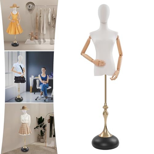 Maniquí de mujer ajustable con soporte negro para exhibición textil 5