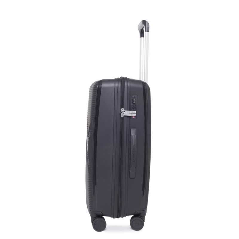 Image of SWISS MILITARY Maze 24-Inch Hard Top Peach Luggage Trolley Bag Durable Polypropylene Body TSA Lock Body-Coloured 360 Degree Rotating 8 Wheels Lightweight Stylish Travel Suitcase