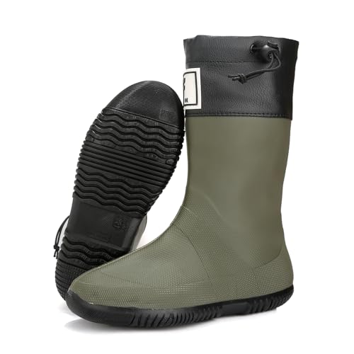 YorFotMae Midshaft Rain Boots Women, Waterproof Rubber Boots Men, Mid-Height Anti-Slip Lightweight Garden Shoes, Mid Calf Water Boots with Adjustable Buckle, Durable Fishing Boots Outdoor