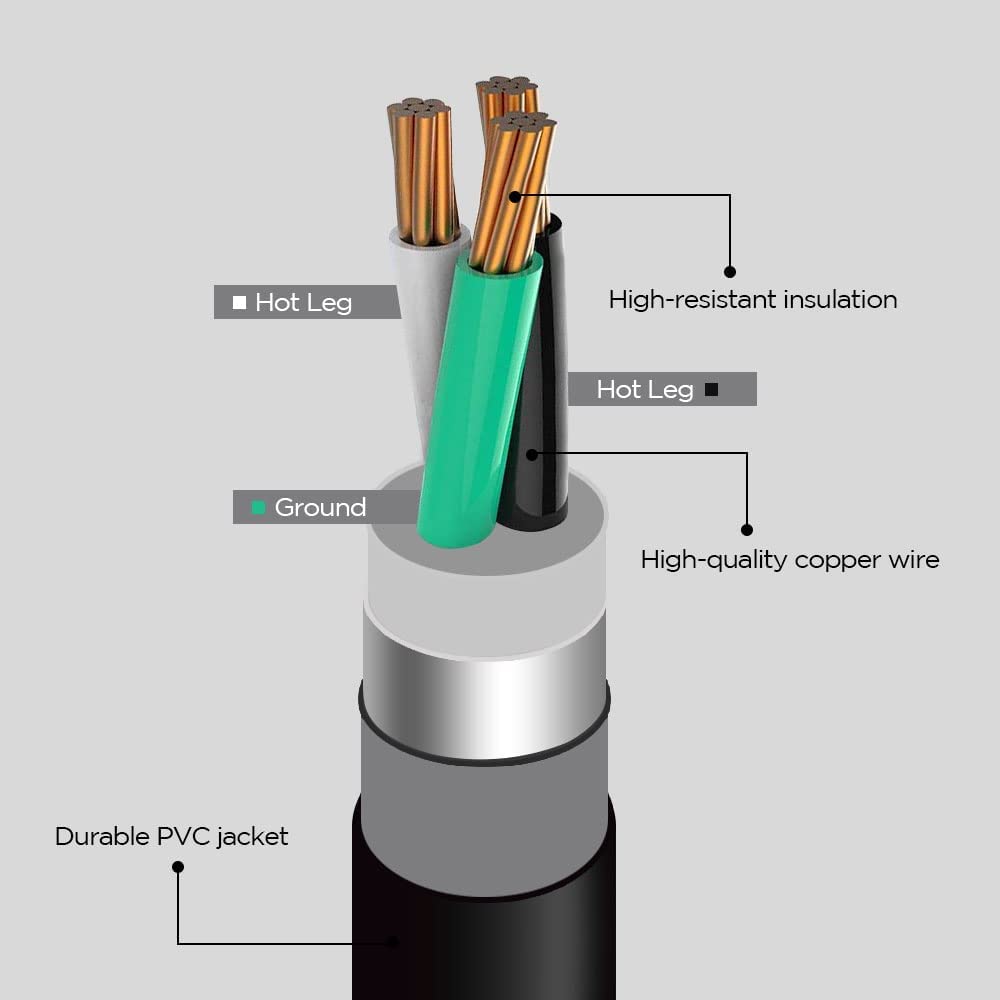 Cable de extensión de soldador de 25 pies, 220 V, 50 AMP, calibre 8, cable de máquina de soldadura industrial NEMA 6-50 con extremo iluminado para MIG TIG