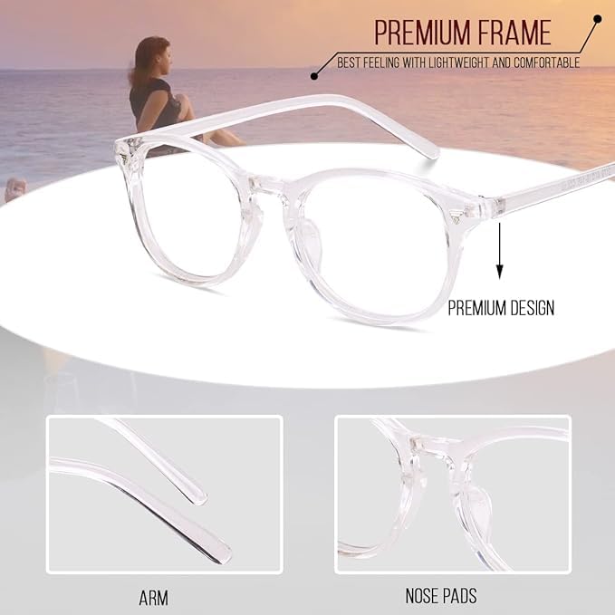 Image of ARICKS Round Blue Light Blocking Blue Cut Anti Glare Round Glasses Men and Women for Eye Protection from UV by Computer /Tablet /Laptop /Mobile