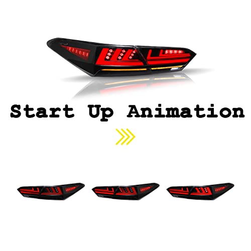 Inginuity Time Led Tail Lights For Toyota Camry 2018 2019 2020 2021 2022 2023 Rear Lamps Start Up Animation Drl Brake Turn Signal Assembly (Black) #TOP2