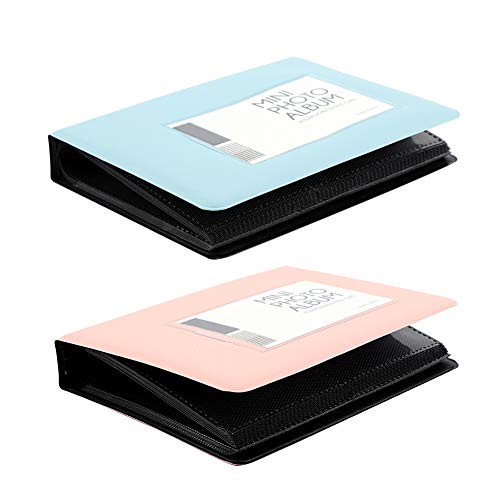 Haofy 64 Taschen Mini Fotoalbum für 7s/8/25/50s/90 Picture Case Aufbewahrung, 3 Zoll Mini Films Book(Blau)