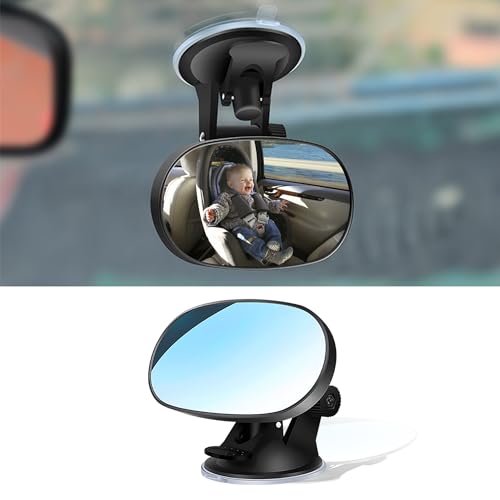 Image of Junecarp 360 Adjustable Baby Car Mirror,HD Suction-Cup Style Car Seat Mirror for Baby Rear Facing,Carseat Mirrors Rear Facing Essential Interior Car Accessories Fit for Cars SUVs (Suction Cup)
