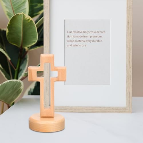 Artibetter Stehendes Holzkreuz: Handgefertigtes, Christliches Tischkreuz, Religiöses Erinnerungsstück, Geschenk für Ostern, Kirche, Gebet, Zuhause, Tischdekoration (khaki)
