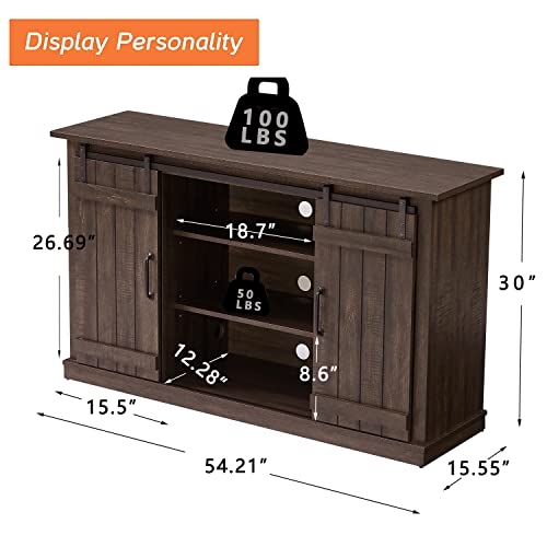 Richseat Wood Tv Stand Modern Farmhouse Television Stand Rustic Media Entertainment Center Cabinet Media Furniture Table Television Console For Tvs Up To 65 Inches, Dark Mahogany Brown #TOP2