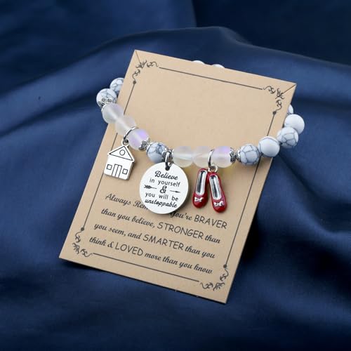 Image of FUSTMW Red Shoe Bracelet Do-roth Gifts Red Slippers Jewelry Movie Fans Inspired Gifts Wand Charm