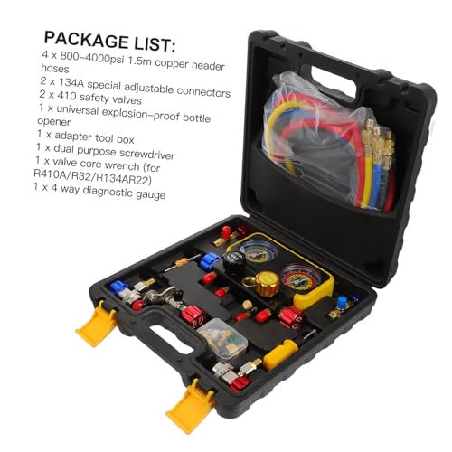 Kit de Manómetros Universal R410A/R32 para Aplicaciones de Refrigeración, Herramienta de Diagnóstico miniatura 4