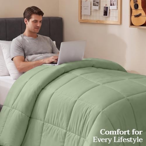 Image of Utopia Bedding Twin Comforter, Duvet Insert, Sage Green, 64 x 88 Inches