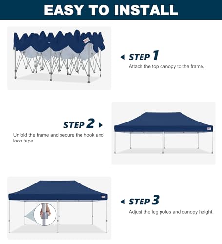 Image of MASTERCANOPY 10x20 Heavy Duty Pop Up Canopy Tent with Roller Bag,Navy Blue