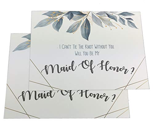 Will You Be My Bridesmaid 16 Cards With Matching Size White Envelopes For 10 Bridesmaids, 2 Matron Of Honor, 2 Maid Of Honor & 2 Flower Girls Card For Bride To Help Tie The Know. (Light Blue) #TOP2