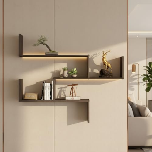 Image of WRAN Multipurpose Modular Wall Racks /Shelves /Organiser /Decor Particle Board Wall Shelf (Number of Shelves - 5, Brown)