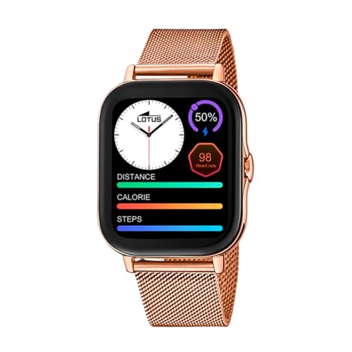 LOTUS Reloj Inteligente Mujer   Smartwatch de Acero Inoxidable Rosa   Resistente al Agua IP65   Control Música, Cuenta Pasos y Calorías, Teléfono, Deportes, Frecuencia Cardíaca, Monitor Sueño 50045/1