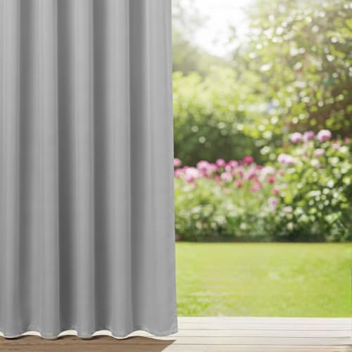 Wasserdichter Outdoor Vorhang–UV-beständig & wetterfest, blickdicht & reißfest–Balkon, Terrasse, Veranda & Garten–Outdoor Vorhänge für Sonnenschutz & Privatsphäre (Hellgrau, 155 x 155 cm (HxB))