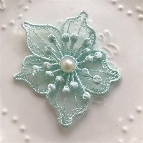iHOO 10pcs Flower Green Lace Organza Applique Trim for Wedding Dress Garment Accessories Decoration DIY Sew On Lace Fabric, FLIAO-2659658 Cover