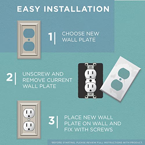 Franklin Brass W10249V-W-C Stamped Steel Round Single Duplex Outlet Wall Plate / Switch Plate / Cover, White, 3-Pack #TOP4