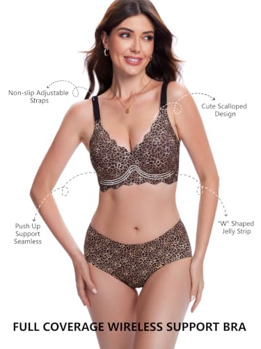 Image of COCOMARTS Jelly Bras for Women No Underwire Scalloped Wireless Push Up Bra